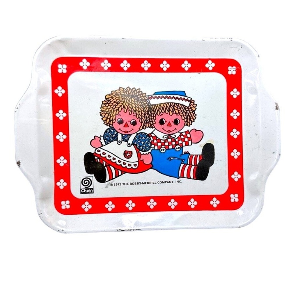 Vintage Raggedy Ann and Andy Tin Tray 1972 Cheinco Nostalgic Decor